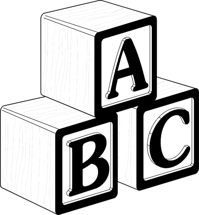 Abc Blocks Clipart Black And  - Abc Blocks Clip Art