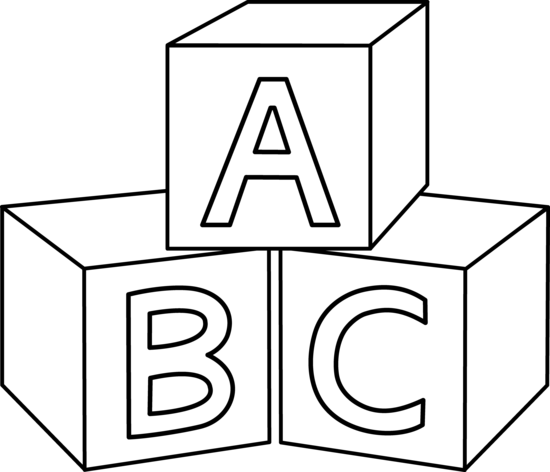 ABC Blocks Coloring Page - Fr - Baby Blocks Clipart