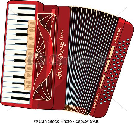 Accordion - Illustration of beautiful red Accordion