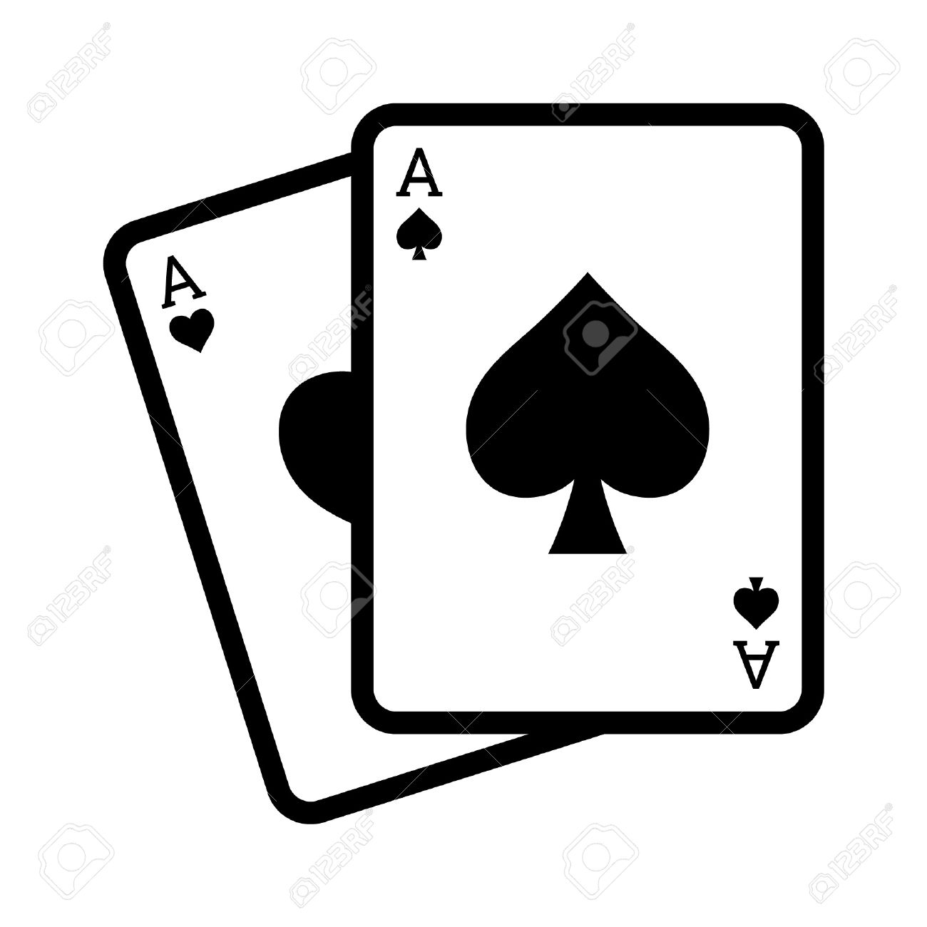 Blackjack poker cards with aces line art icon Stock Vector - 42411251