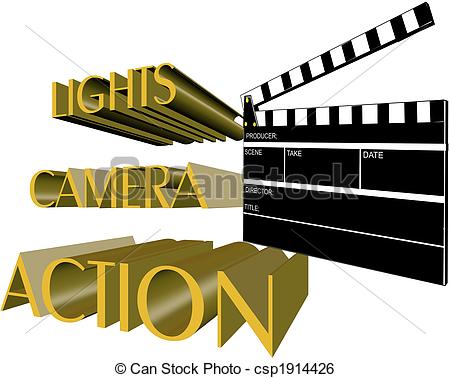 action call - lights camera a - Action Clip Art