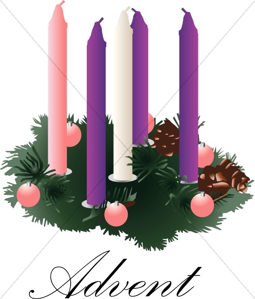Advent Wreath with unlit Cand - Advent Wreath Clipart