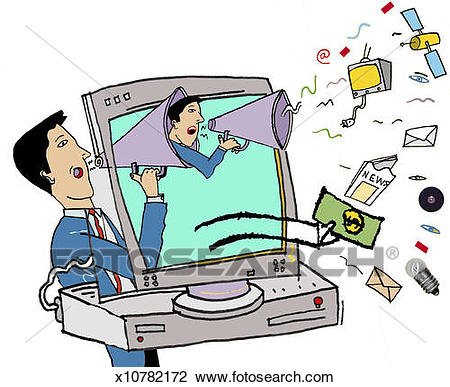Clip Art - Man Advertising via the Internet. Fotosearch - Search Clipart,  Illustration Posters