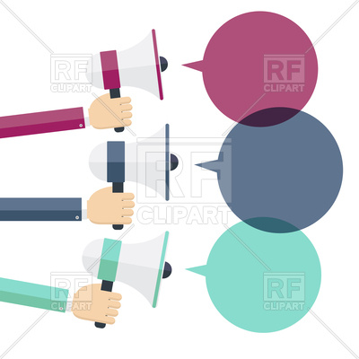 Hands and megaphone, speech bubbles, advertising, 142658, download  royalty-free vector ClipartLook.com 