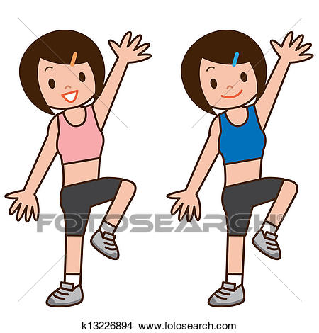 Drawing - Girl to do aerobics. Fotosearch - Search Clip Art Illustrations,  Wall Posters