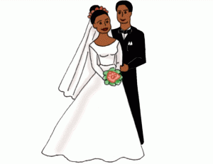 African American bride and groom clip art