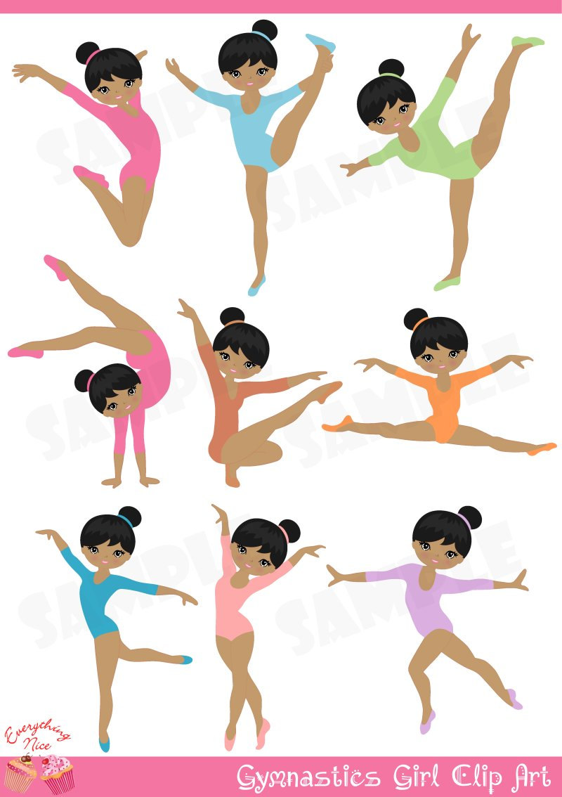 Afro Gymnastics Gymnast Girl Clip Art By 1everythingnice On Etsy
