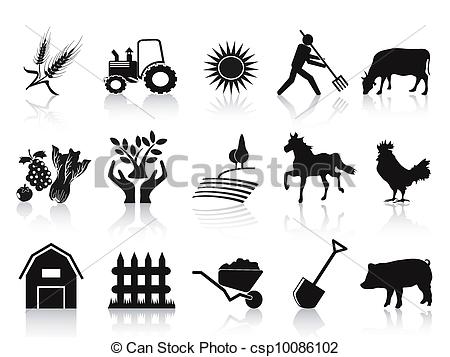 black farm and agriculture icons set - csp10086102