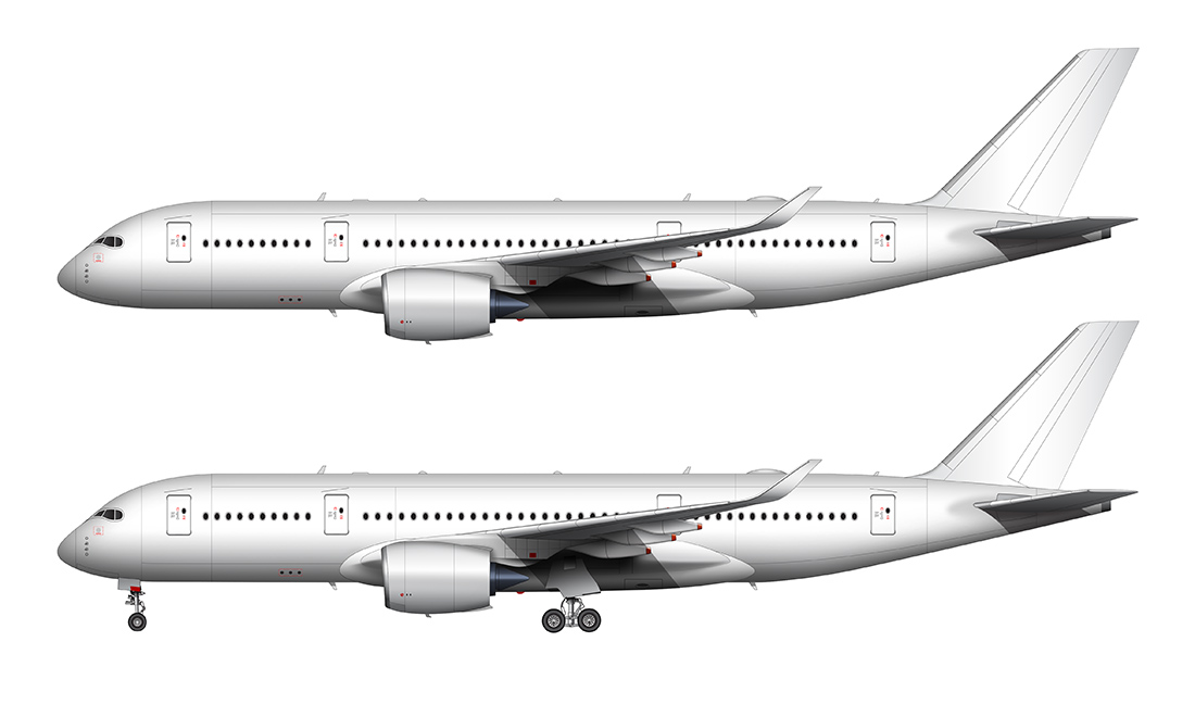 all white A350-800 side view