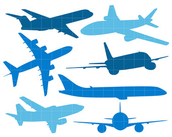 Airplane Silhouettes Digital Clip Art for Scrapbooking Card Making Cupcake  Toppers Paper Crafts