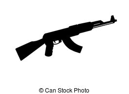... AK 47 - illustration, black silhouette of AK 47 assault.