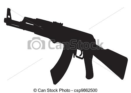 ... AK-47 Kalashnikov rifle - black with white background