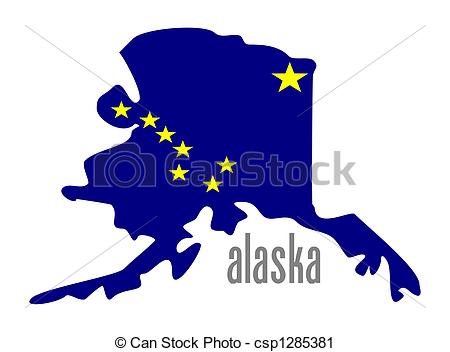 ... alaska - Alaska outline and state flag illustation