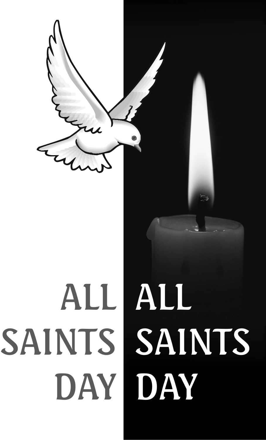 All Saints Day Dove And Candle Clipart