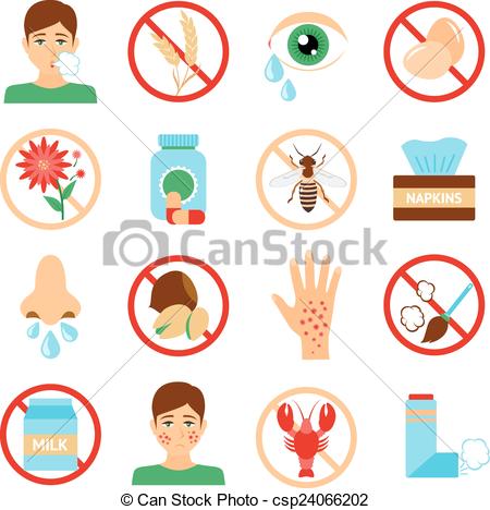 Allergy Icons Set - csp240662 - Allergy Clipart