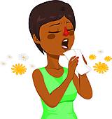 Blowing nose · Woman Going T - Allergy Clipart