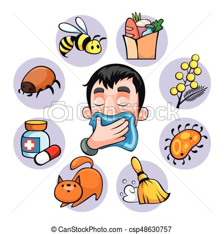 Cartoon Colorful Allergy Set  - Allergy Clipart