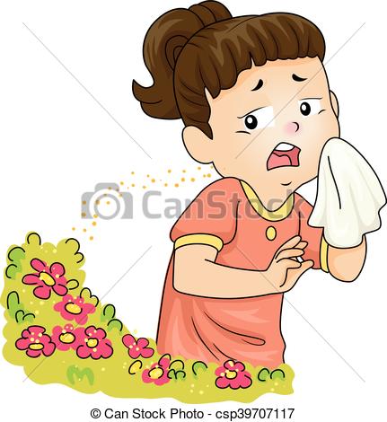 Kid Girl Pollen Allergy - csp39707117