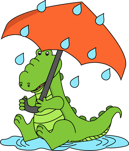 Alligator Sitting in the Rain - Raining Clipart