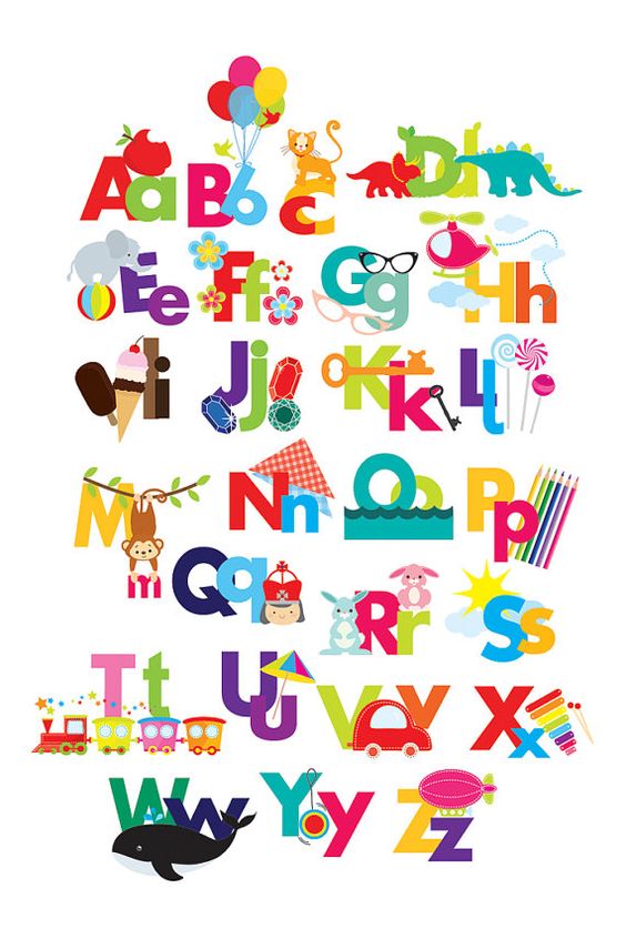 Alphabet clipart - illustrated .