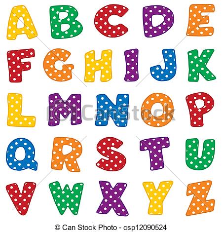 Alphabet, White Polka Dots . - Alphabet Clip Art