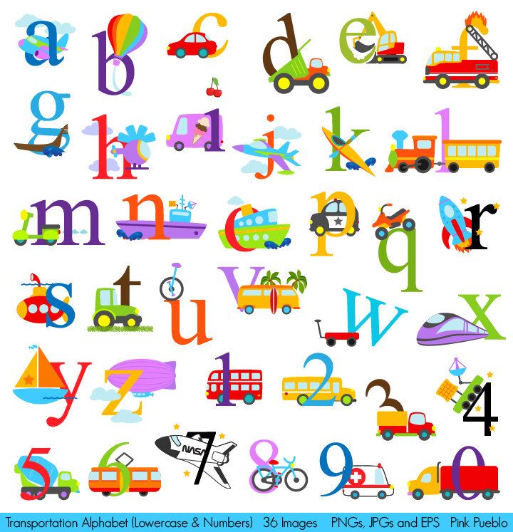 Transportation Alphabet Clipart Clip Art, Construction Alphabet, Lowercase  and Numbers - Commercial and Personal Use. $6.00, via Etsy.