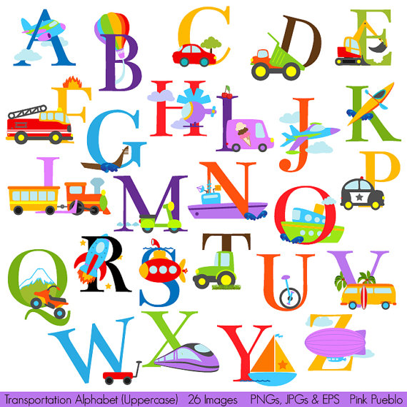 Transportation Alphabet Clipa - Alphabets Clipart