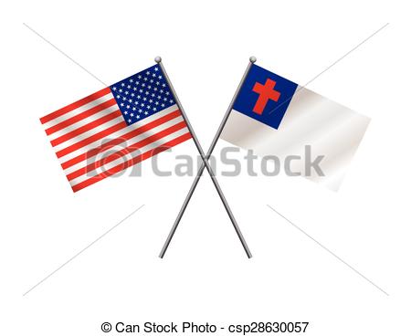 ... American and Christian Flags Illustration - An illustration.