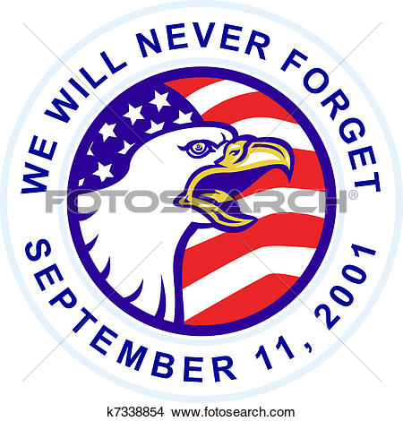 American Bald eagle screaming with USA flag 9-11