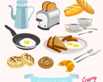 American Breakfast Brunch Food Digital Vector Clip Art / European Brunch Food Digital Clipart Design Illustration / Instant Download