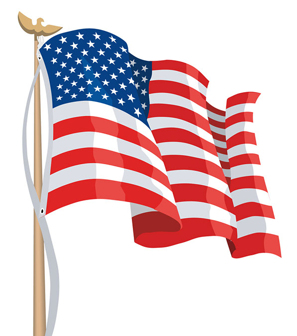 American flag and Clip art . - Waving American Flag Clip Art