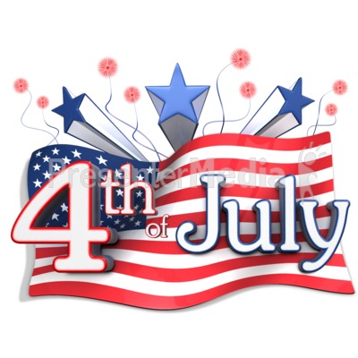 American Flag Behind Fourth o - Fourth Of July Images Clipart