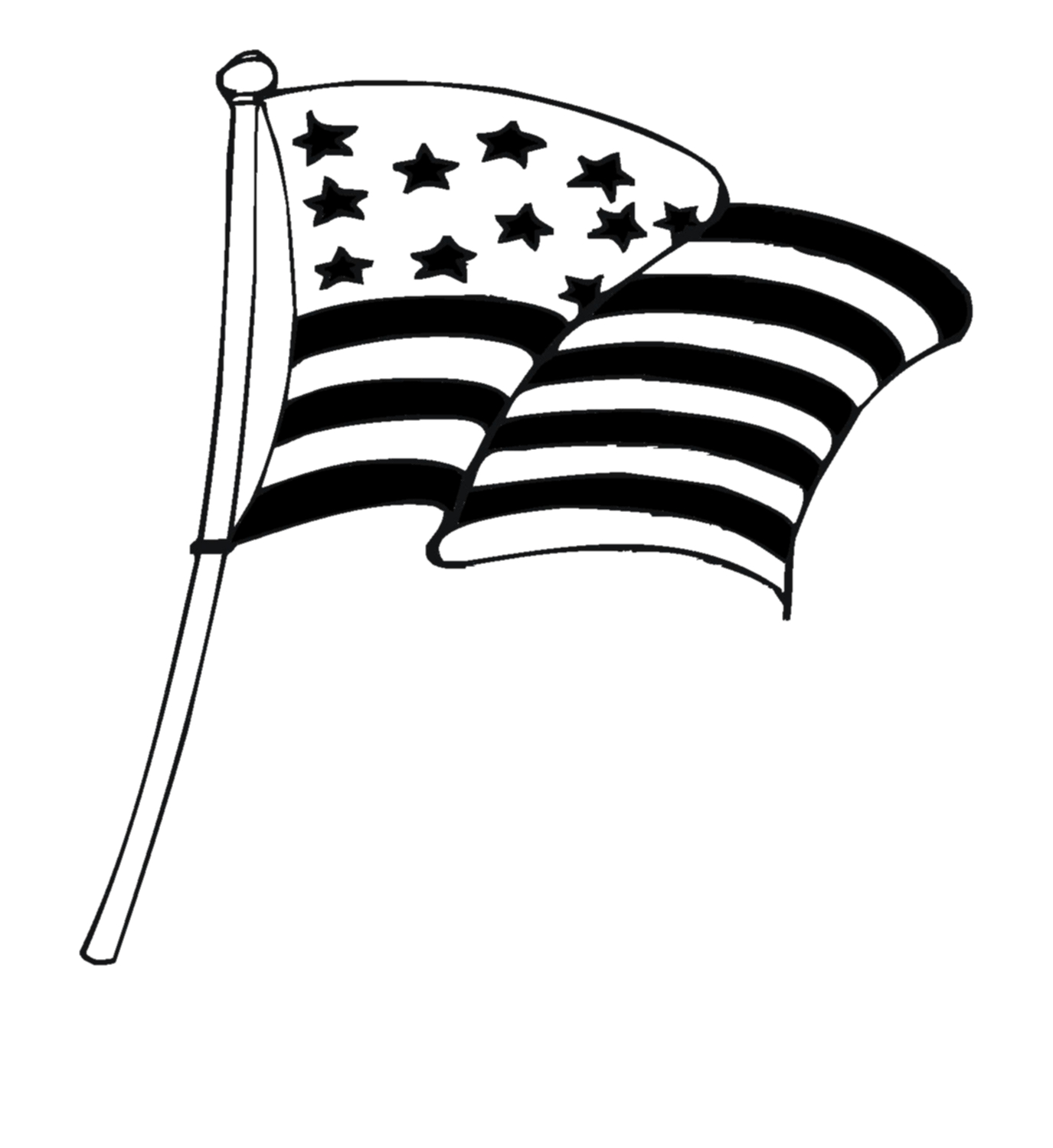 American flag clip art waving - Flag Clipart Black And White