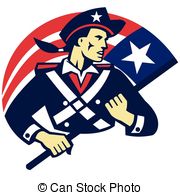 ... american-minuteman-holding-flag - vector illustration of an... ...