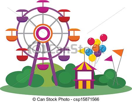 Amusement Park Clip Art Vectorby dayzeren4/469; Amusement Park - Illustration of an Amusement Park, isolated.