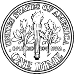 An illustration of the revers - Dime Clipart