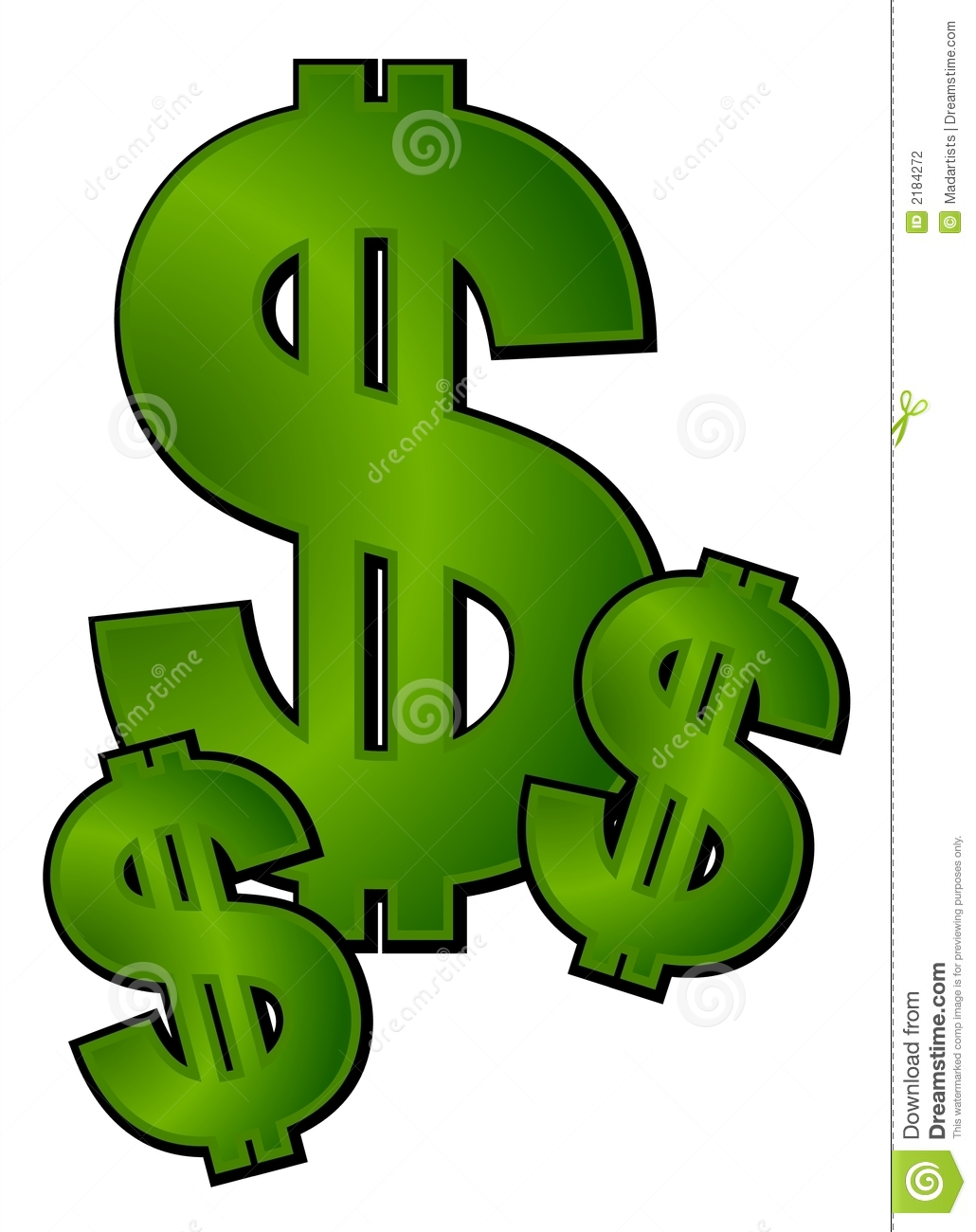 An Isolated Cash And Money Illustration With 3 Dollar Signs In Rich