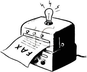An Old Fashioned Fax Machine with a Lightbulb Clip Art Image