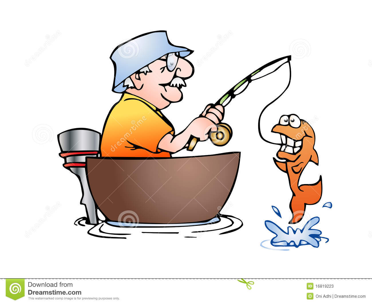 An Old Man Fishing On Boat In - Man Fishing Clipart