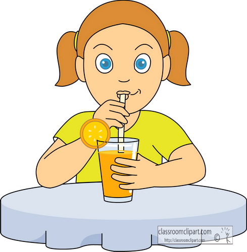 And Beverage Clipart Girl Drinking Orange Juice Classroom