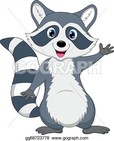 Angry Raccoon u0026middot; Cute raccoon cartoon waving hand