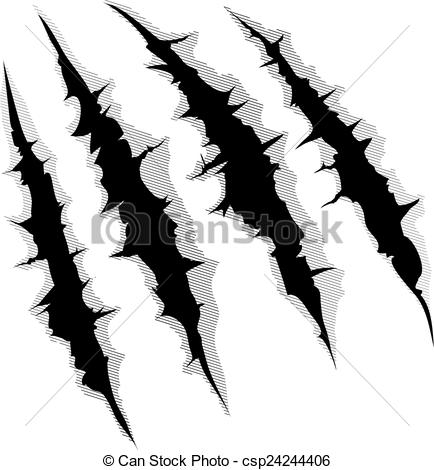 Animal Claw Marks Clipart. Claws scratches on white .