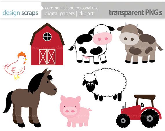 Animal Patterns Clipart Commercial Clip Art Baby Farm Animals Art