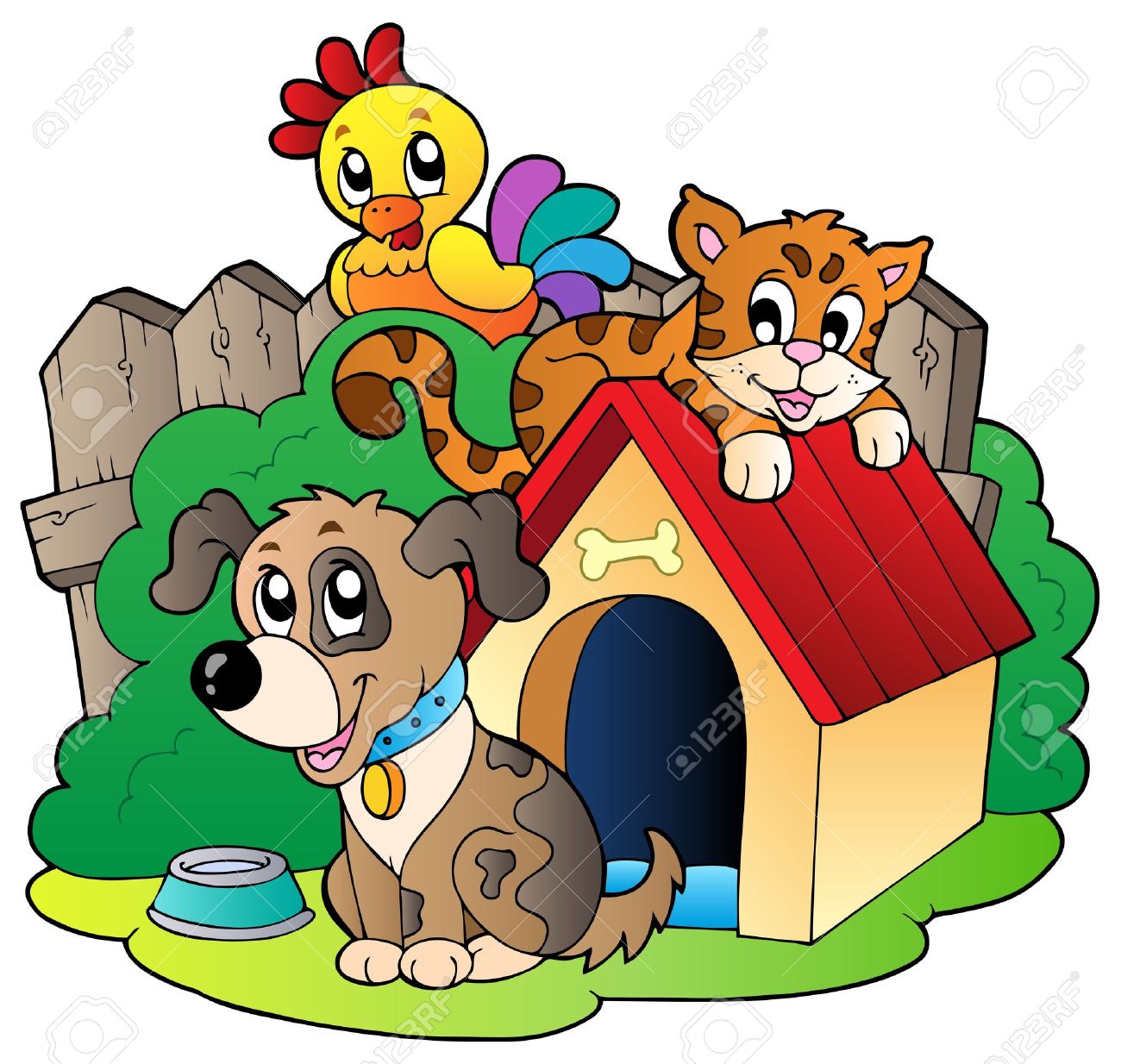 animal shelter: Three domesti - Animal Shelter Clipart