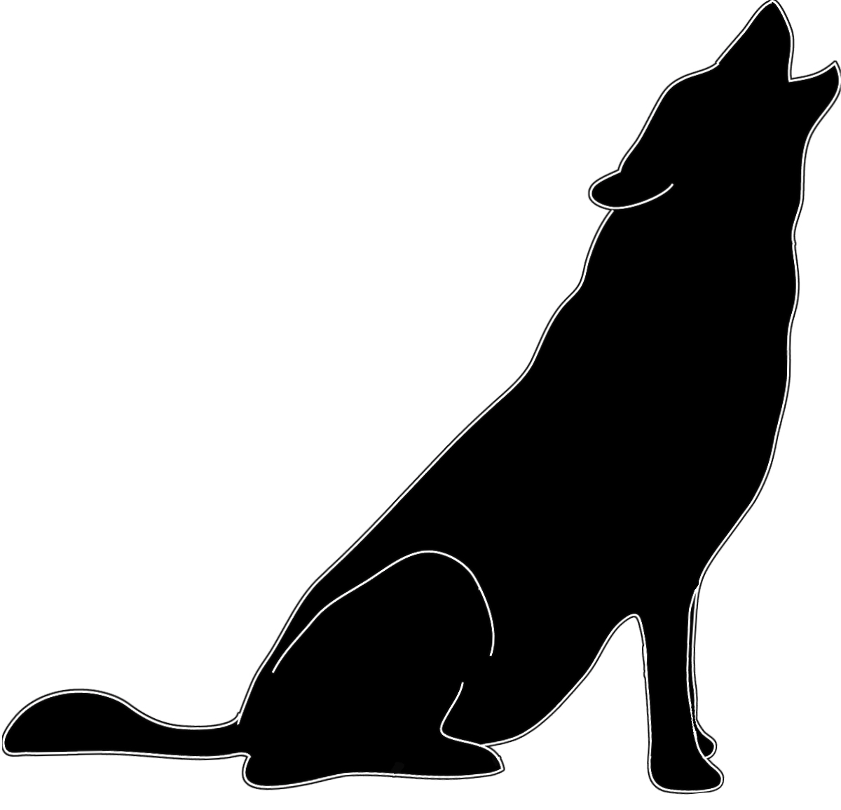 Clip art silhouette of wolf, 