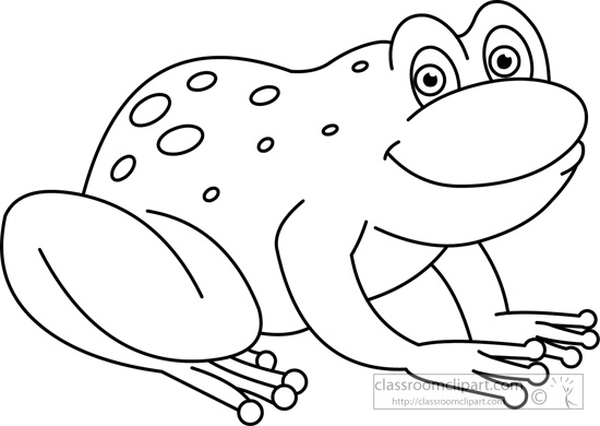 Animals Amphibian Frog Black White Outline 910 Classroom Clipart