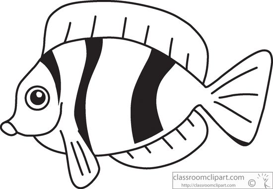 Animals Fish Black White Outline 914 Classroom Clipart