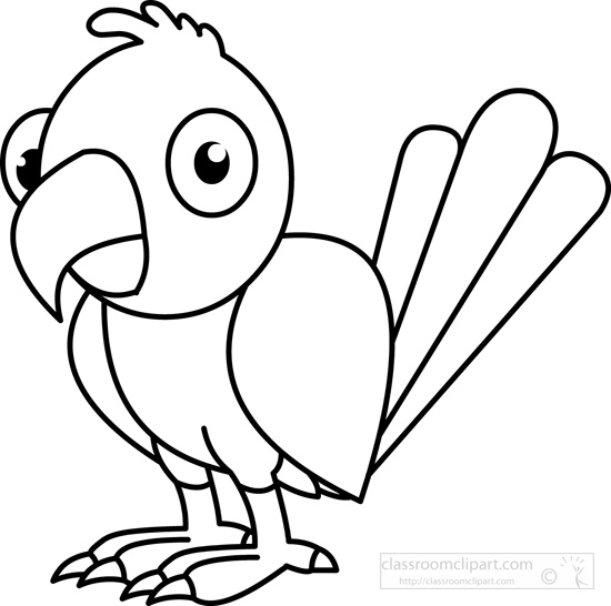 Animals Red Parrot Black Whit - Parrot Clipart Black And White