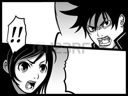 Typical japanese comics strip with boy and girl Ð°ÑˆÐ¿Ñu20acÐµ