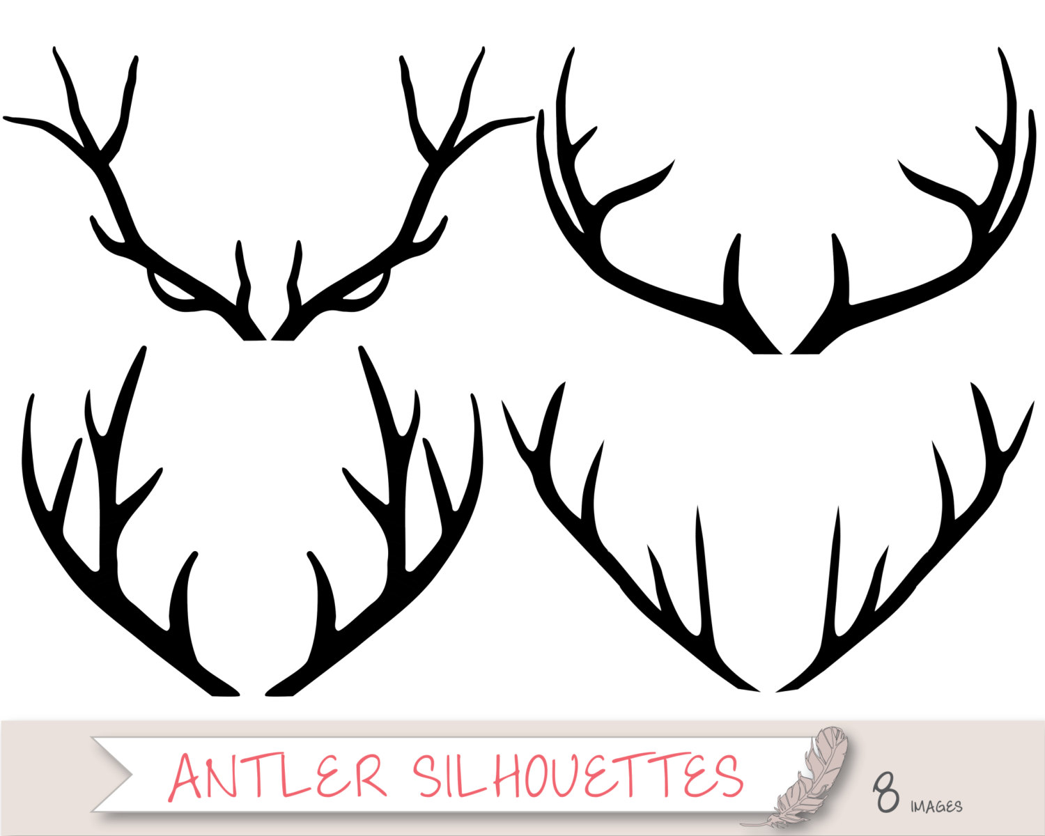 deer antlers clipart black an